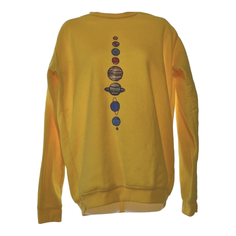 Yellow Sweatshirt with Planets size large
